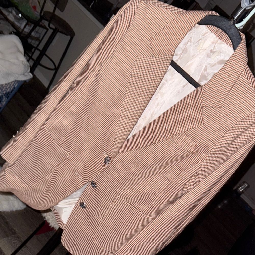 Classic Tan Checkered Men's Blazer